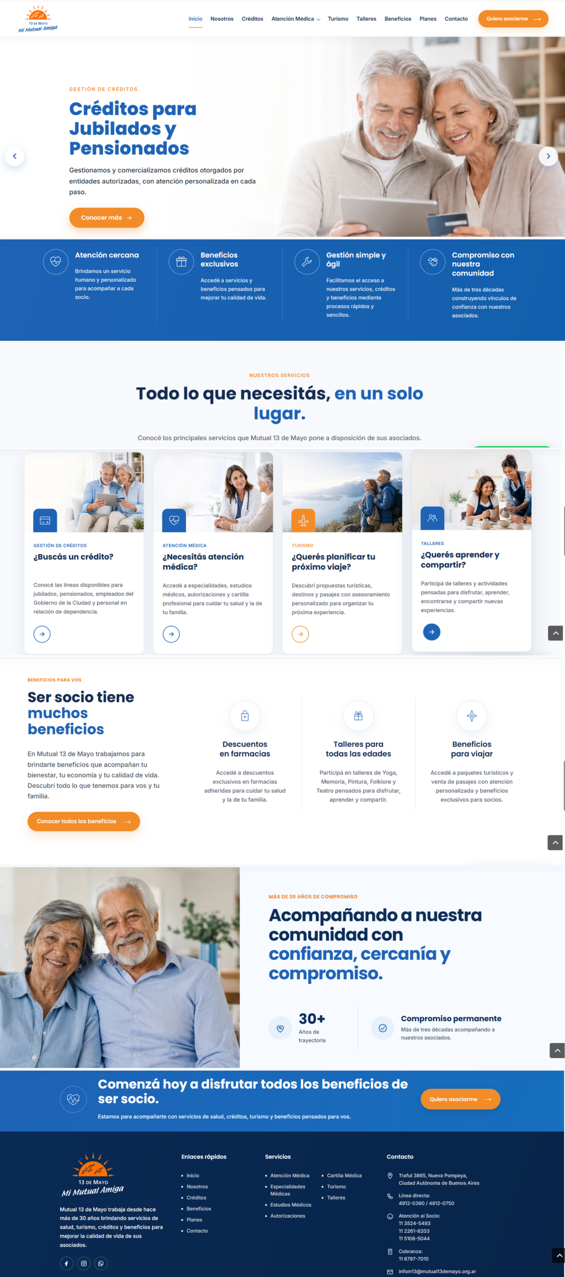 Diseño completo del sitio web de Mutual 13 de Mayo