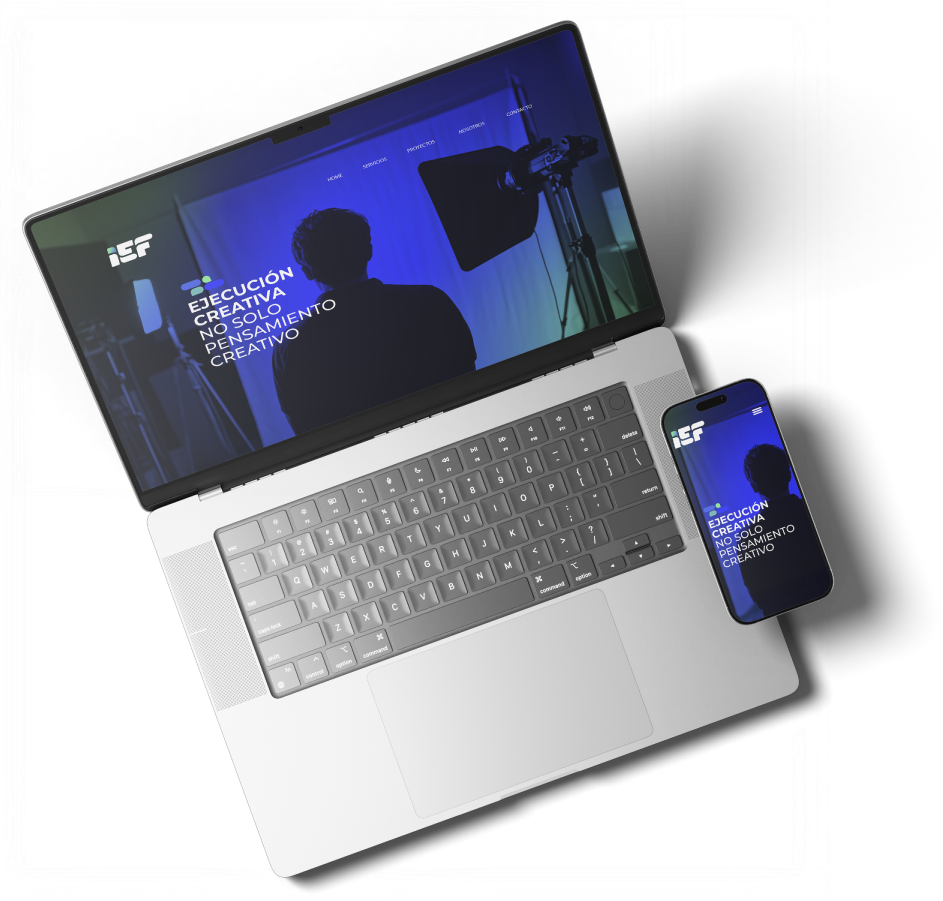 Diseño web responsive de Ideas en Foco en notebook y celular