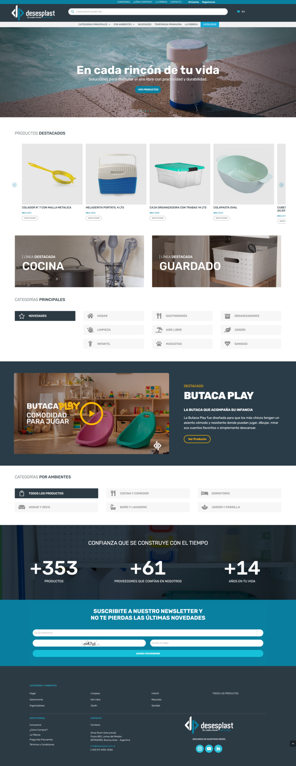 Diseño completo del sitio Desesplast en desktop