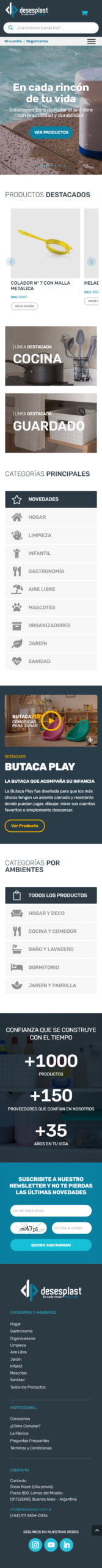 Diseño completo del sitio Desesplast en mobile